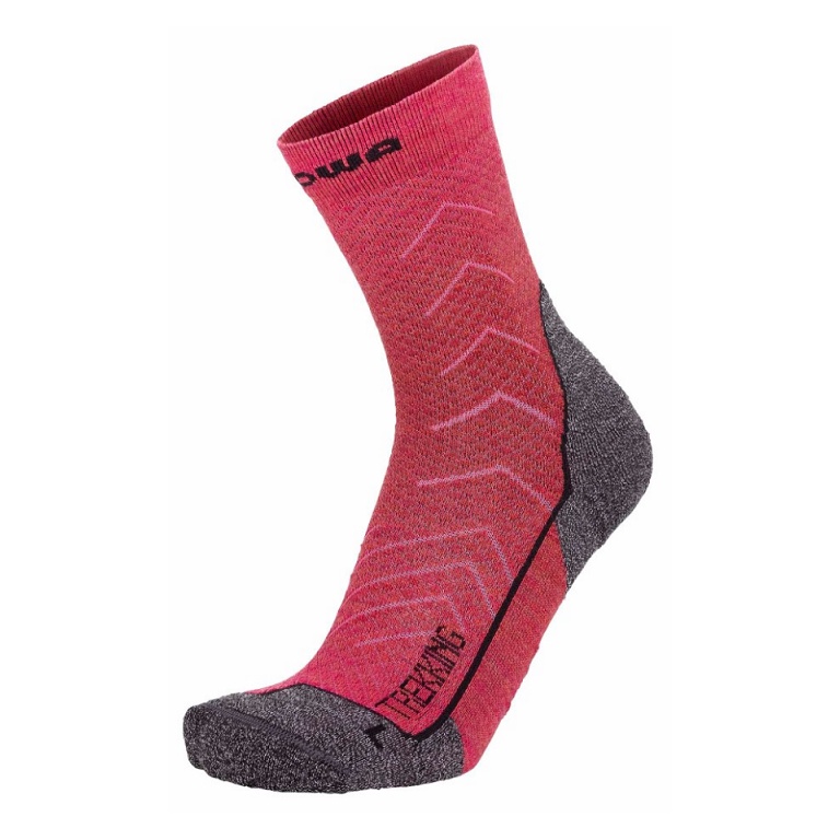 Lowa Hiking Sock Crew Trekking (Merino Wool, Honeycomb Structure) Red/Pink - 1 Pair